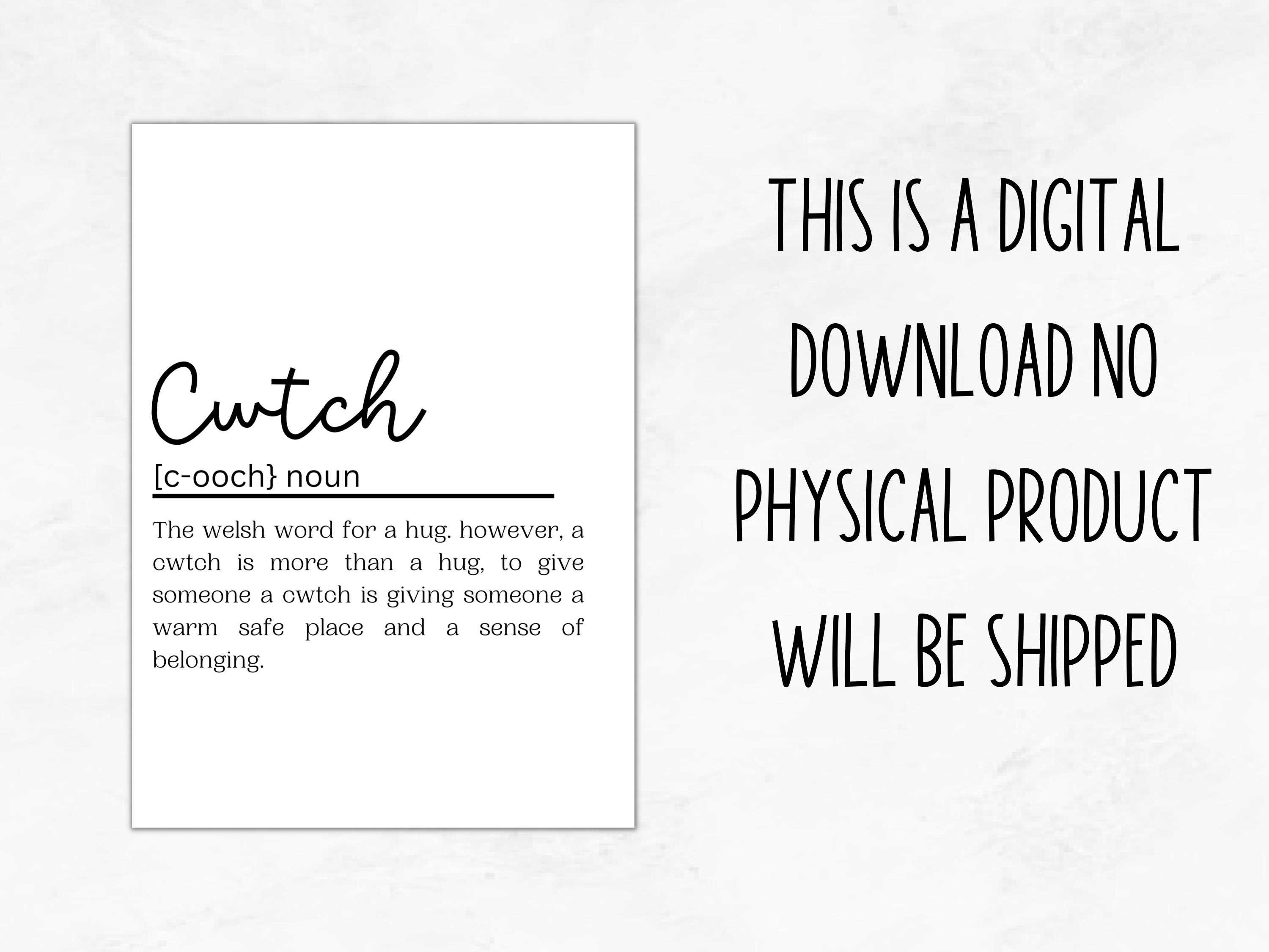 Welsh Definition Print, Cwtch Phrase Printable, Wales Gift Wall Art