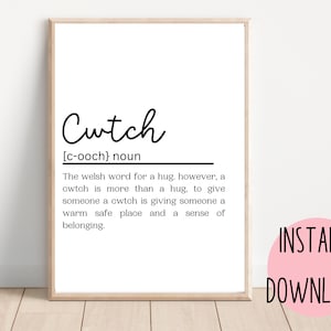 Walisisch Definition Druck, cwtch Phrase printable, Wales Geschenk Wandkunst, Walisisch Sprache digitaler Download