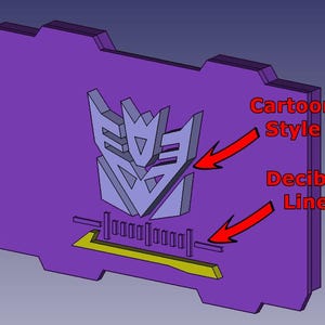 May include: A purple, cartoon-style graphic featuring a stylized emblem and a decibel line. The emblem is a complex, geometric design in light gray, set against the purple background. A yellow bar is at the bottom.