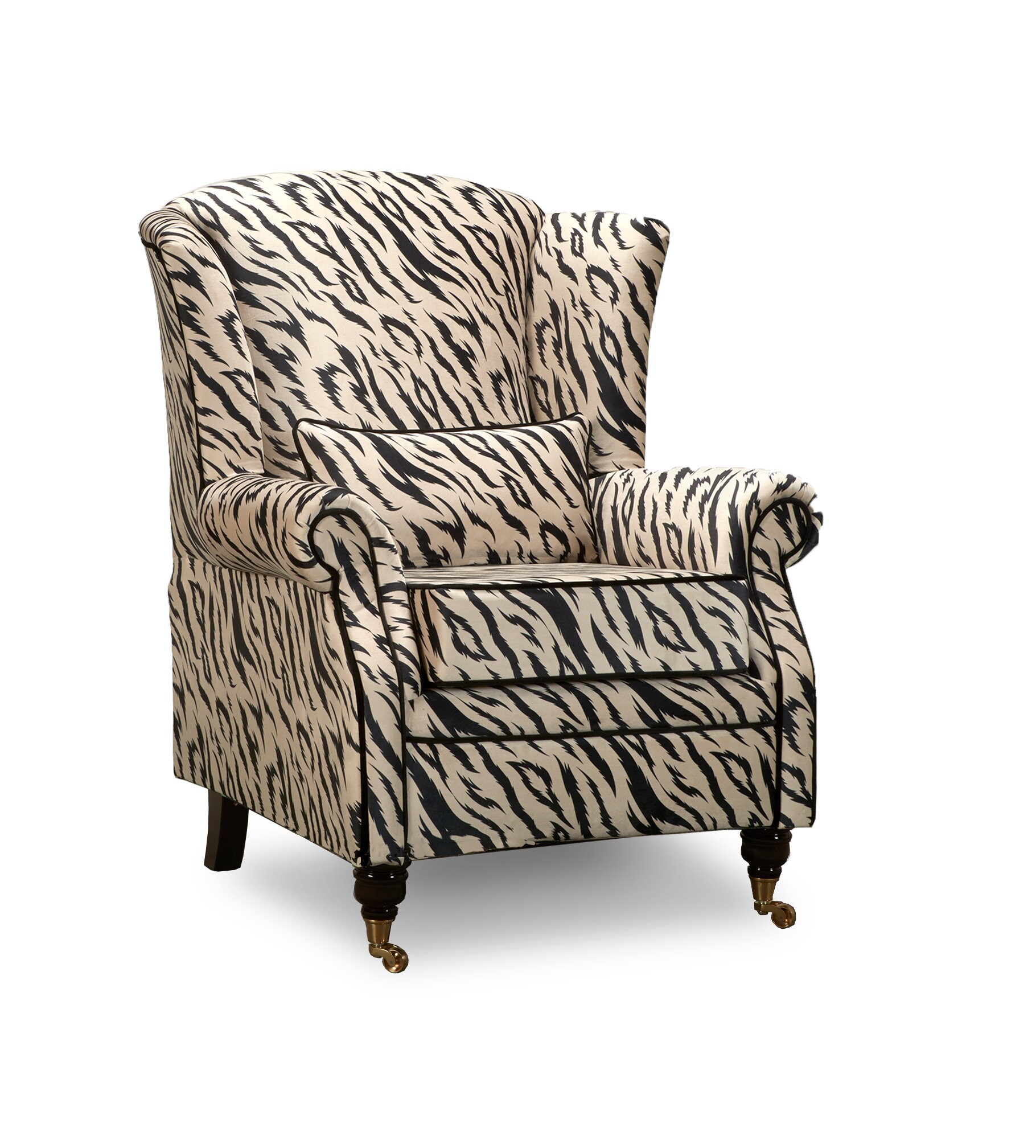 Velvet Cream and Black Zebra Animal Print Wingback Chair Etsy