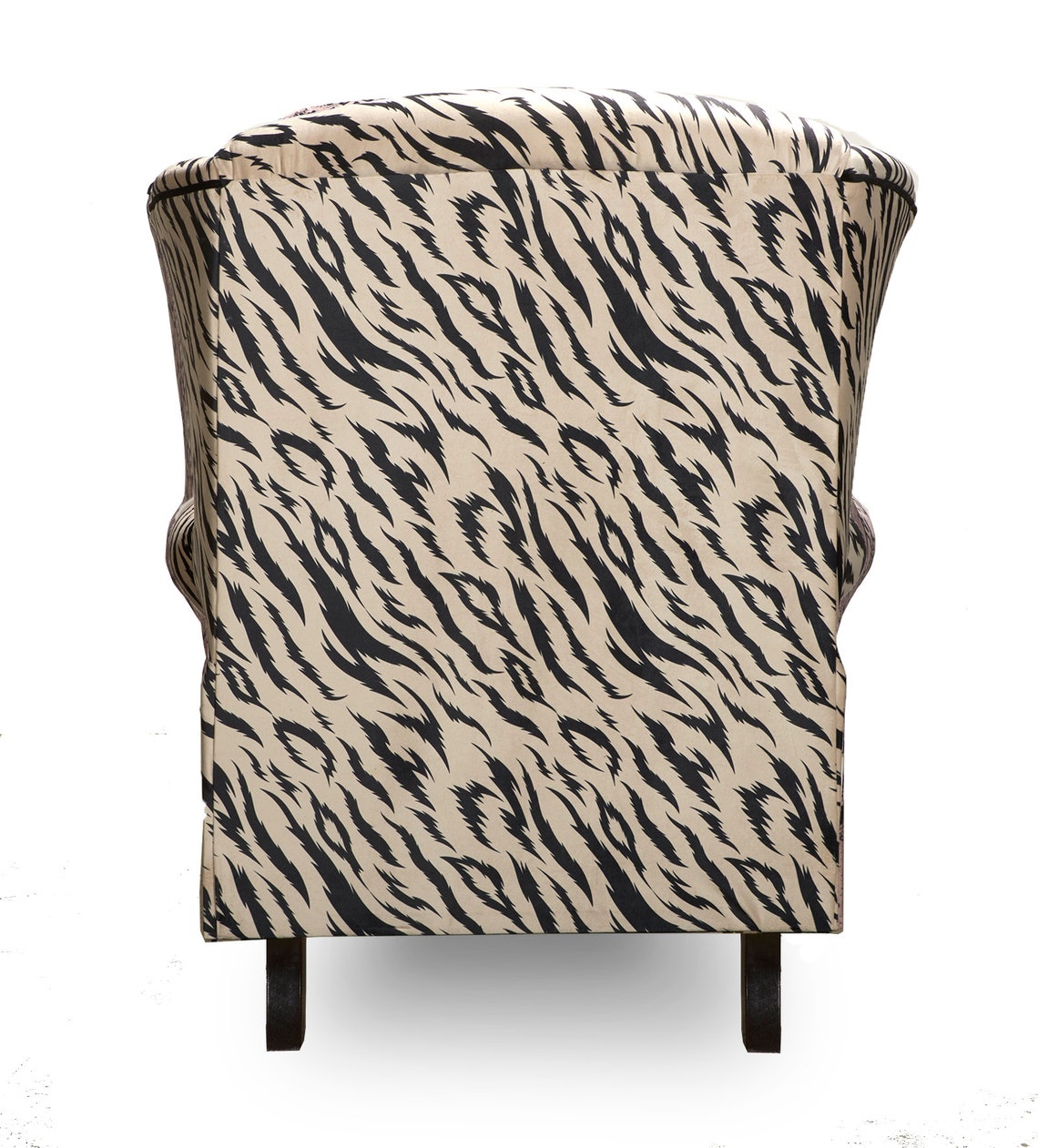 Velvet Cream and Black Zebra Animal Print Wingback Chair Etsy