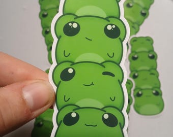 Pegatinas brillantes de ranas apiladas - Ideales para diarios, manualidades, decoración kawaii, álbumes de recortes, libros y arte.