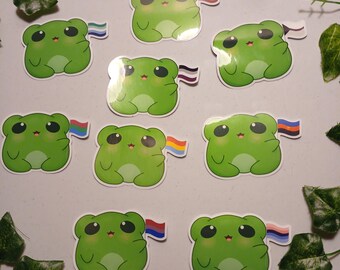 Pegatina de rana con la bandera del orgullo - Pegatinas LGBTQIA+ brillantes