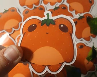 Pegatina brillante de rana con fresa dulce: fresca y afrutada para diarios, manualidades, álbumes de recortes, etc.