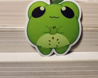 Pegatina brillante de rana manzana verde