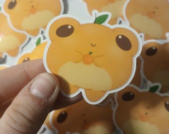 Pegatina brillante de rana naranja ácida - Fresca y afrutada, para álbumes de recortes, diarios, manualidades, etc.