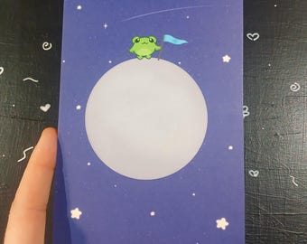 Lámina artística de una rana en la luna