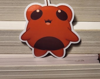 Pegatina brillante de rana cereza roja