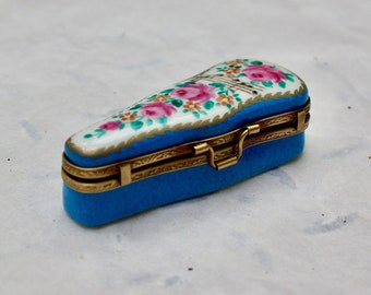 Vintage Porcelain Violin Case-Shaped Limoges Box