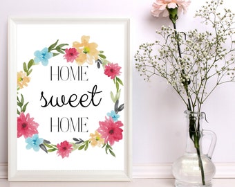 Home Sweet Home Wall Art, Home Sweet Home Printable, Living Room Home Decor, Family Room Wall Art, Housewarming gift, Entry Way Art