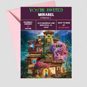 Encanto Birthday Party Invitation, Birthday Invite, Digital Invitation, Encanto Printable Birthday Invitation, Free Thank You Card