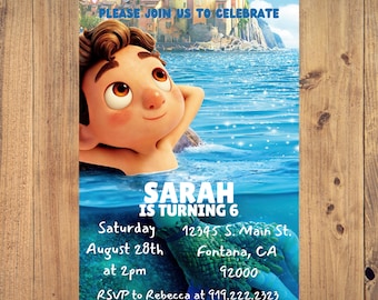 Luca Birthday Party Invitation, Birthday Invite, Digital Invitation, Luca Printable Birthday Invitation, Free Thank You Card