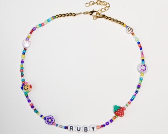 Custom Rainbow Beaded Candy Choker
