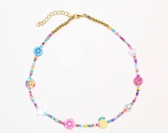 Rainbow Beaded Choker, Pinterest Choker, Trendy Necklace, Beaded Candy Necklace