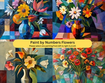 Ensemble de vases de peinture par numéros de fleurs pour adultes