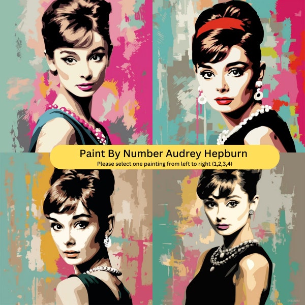 Kit de peinture à numéros pour adulte Audrey Hepburn, célèbre figurine, peinture Numro Kit de peinture à numéros pour adulte grand kit de peinture à numéros pour adulte encadré