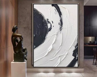 Texture Wall Art Black And White Abstract Painting Modern Black And White Oil Painting Abstract Paintings Black and White Art Framed Living