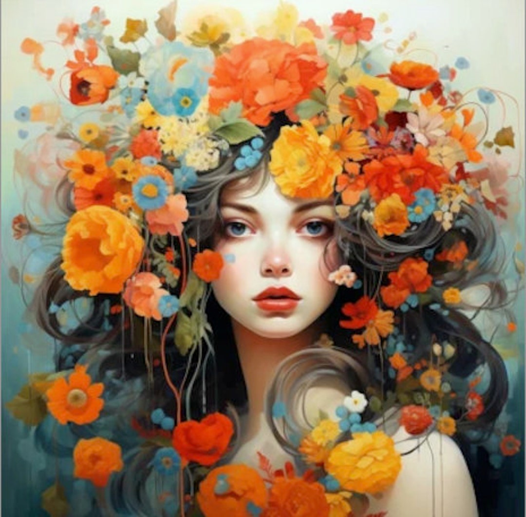 Flower Women Painting by Number Woman Kit Adult Painting by Number