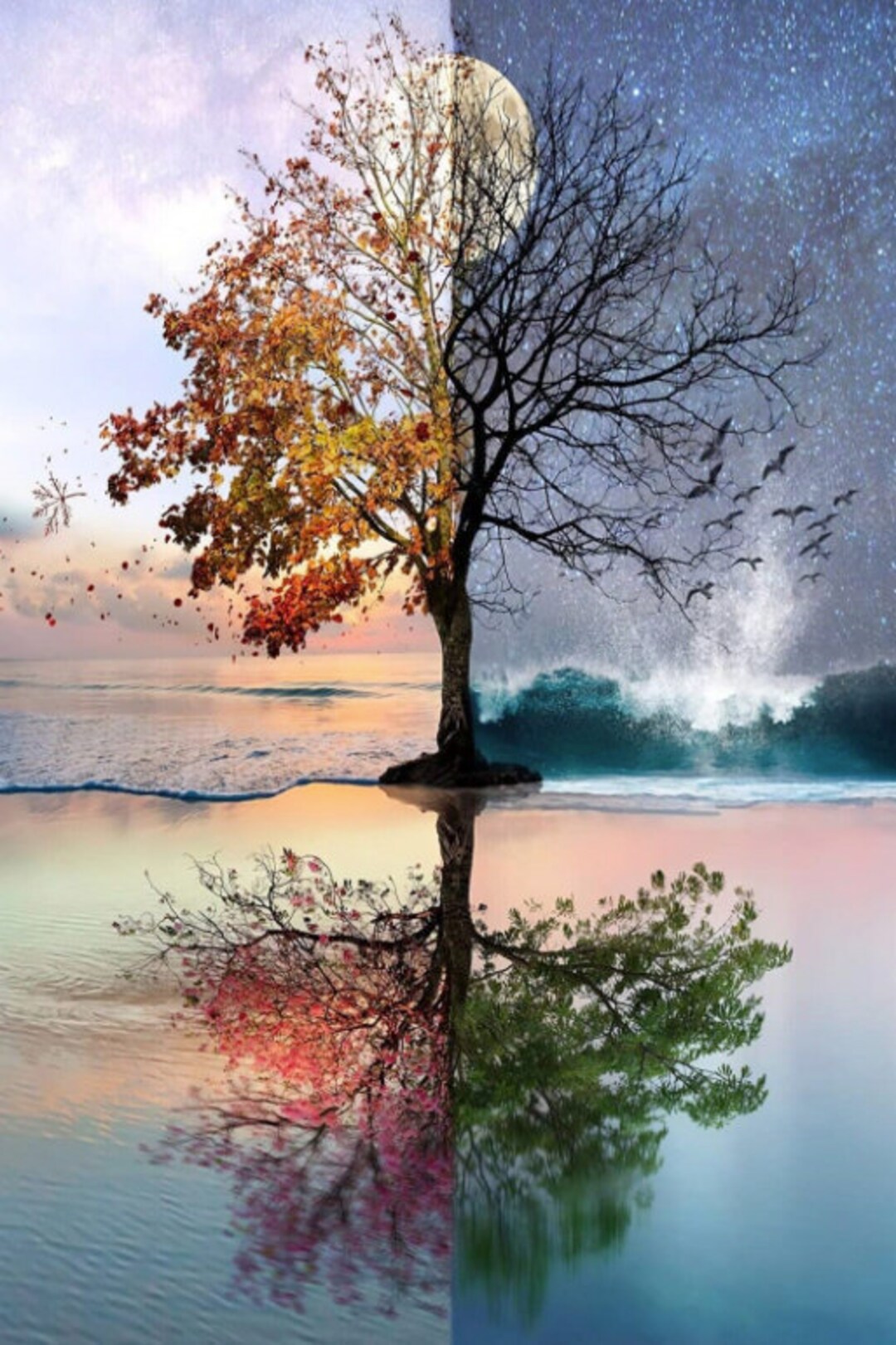 Four Season Tree Paint by Number Kit DIY Painting by Number - Etsy