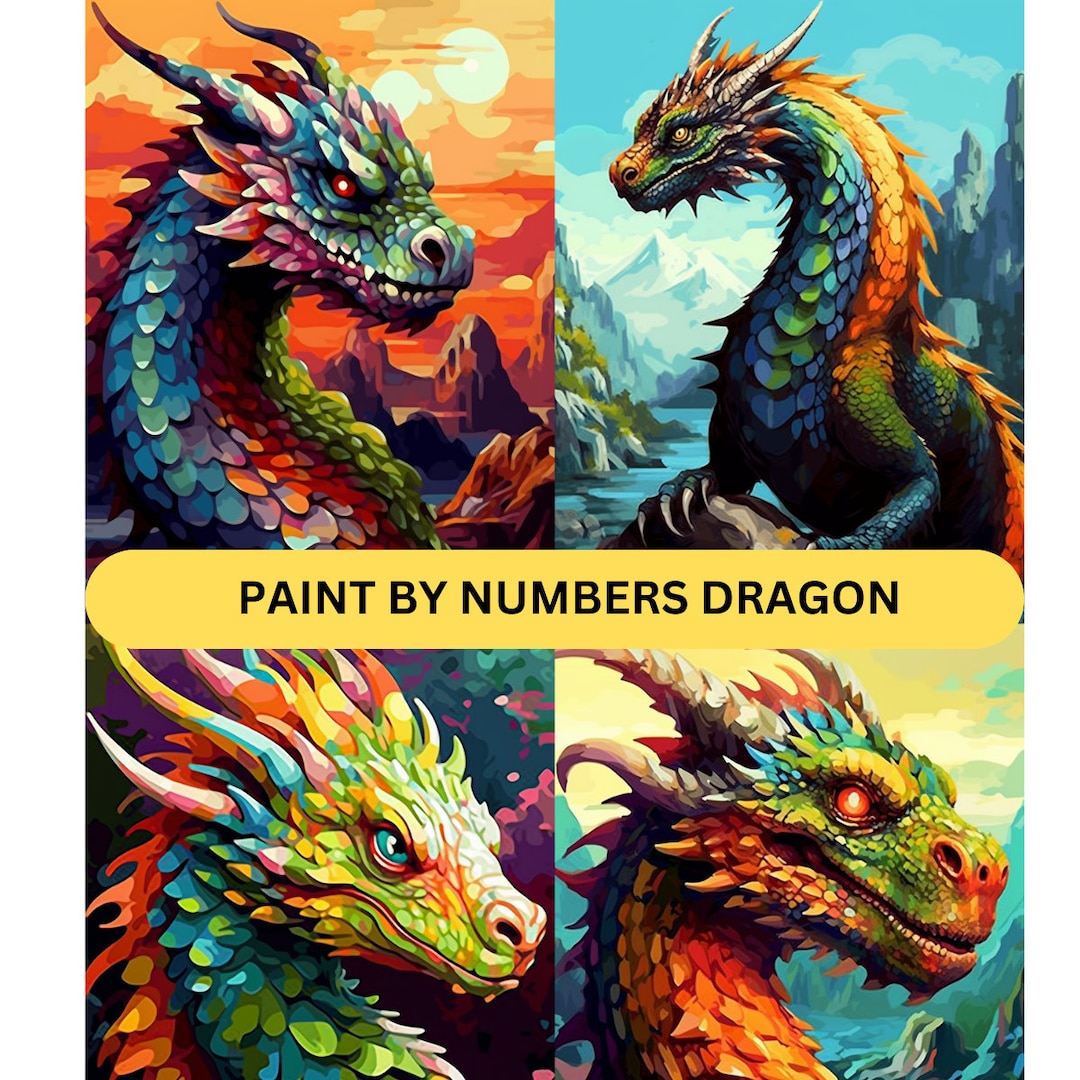 Dragon Paint by Numbers Kit DIY Painting by Number for Adults Etsy