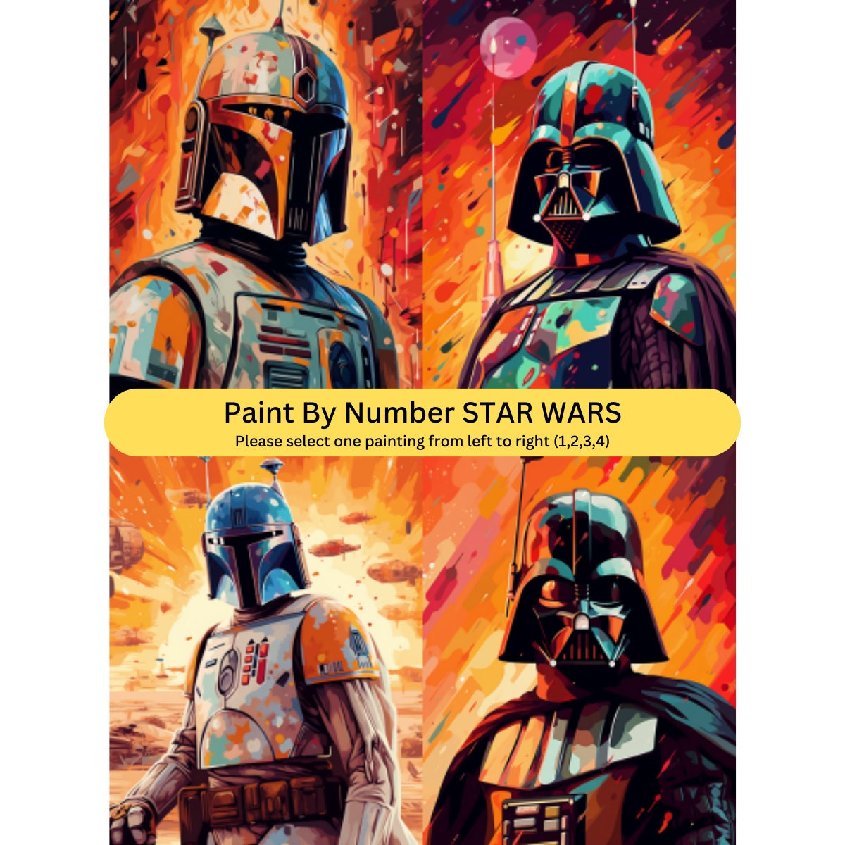 Kimily Star Wars DIY Paint by Numbers for Adults Kids Mandalorian Paint by  Numbers DIY Painting Darth Vader Acrylic Paint by Numbers Painting Kit Home