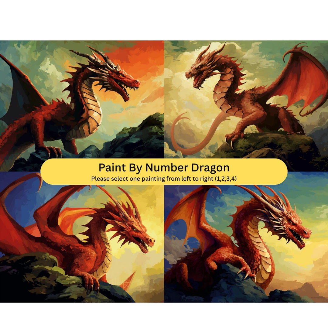 Dragon Paint by Numbers Kit DIY Painting by Number for Adults Etsy