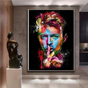 David Bowie Abstract Wall Art Canvas Pop Art Painting Large Canvas Wall Art Framed Abstract Human Colorful Artificial Intelligence Art