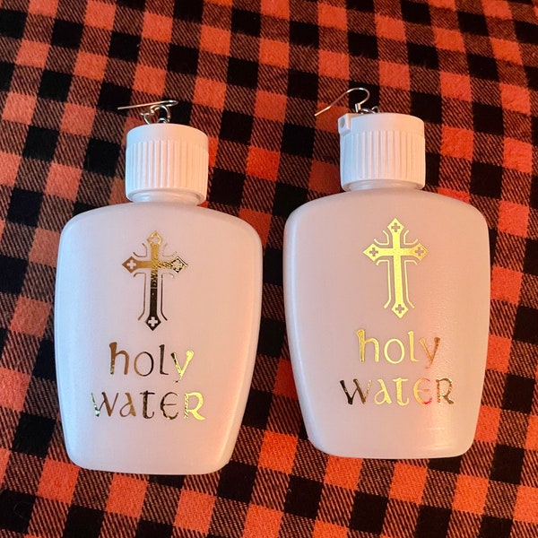 Goth Alternative Holy Water Bottle Earrings