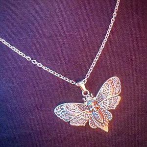 Death Head Moth Stainless Steel Alternative Goth Necklace