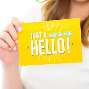 50 Hello Postcards - Bulk Postcards for Kids, Friends, Students, Teacher and More - Say We Miss You, Thinking of You, Thank You
