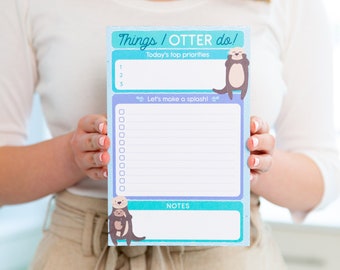 Daily To Do List Notepad - 50 Sheets 5.5 x 8.5” Organizer Checklist and Planner Pad - Sea Otter Gifts Idea for Otter Lovers Women and Men