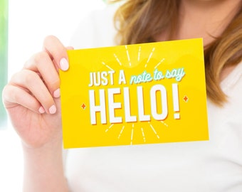 50 Hello Postcards - Bulk Postcards for Kids, Friends, Students, Teacher and More - Say We Miss You, Thinking of You, Thank You