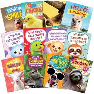 72 Funny Animal Notecard Set  with Envelopes and Stickers - 4.5” x 6.25” Humorous Bulk Cards, Unique Designs with No Repeats