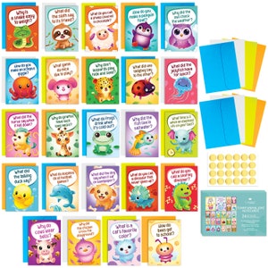 24 Colorful Animal Joke Notecards - Ideal for Friends, Family, Kids, Students, and Teachers. Share Laughter with Vibrant and Unique Humor