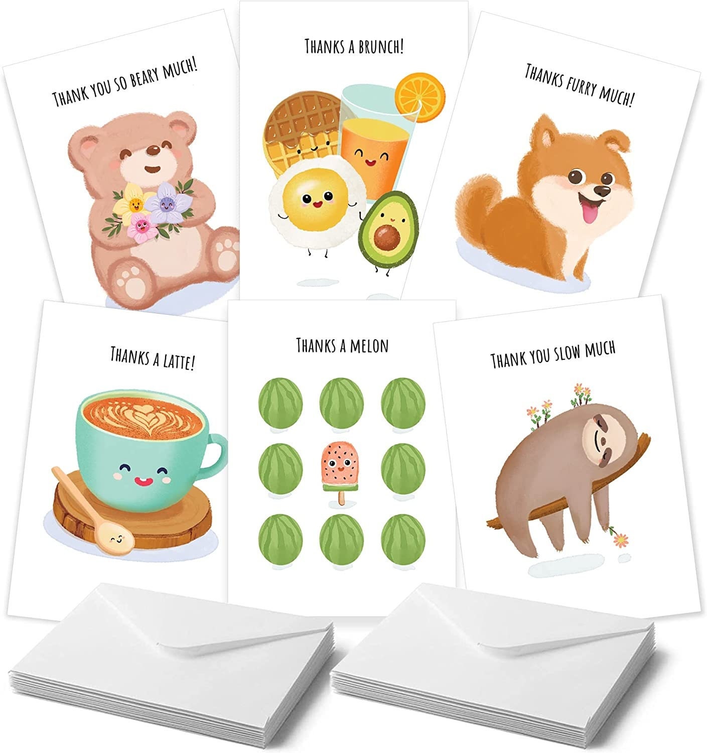 24 Funny Thank You Cards With Envelopes Fun Animals Punny Thank You Cards  Kids Friendly Cute Thank You Notes for Teachers and Students - Etsy