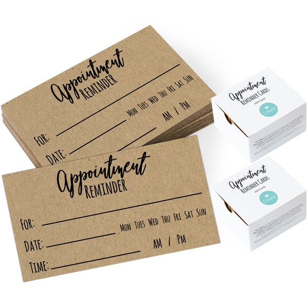 400 Appointment Reminder Cards - Kraft Style for Business, Hair Salon, Dental Office, Massage Therapist, Grooming, Hairdresser, Doctors