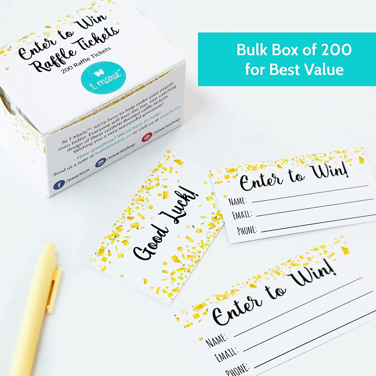 Cartões Para Sorteio Your Main Event - 100 Unidades - Design Rosa Floral - 3,5x5 Polegadas