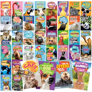 May include: A set of 30 colorful flashcards featuring animal illustrations and humorous questions. Each card has a different animal and a question about the animal. The cards are perfect for learning about animals and having fun.