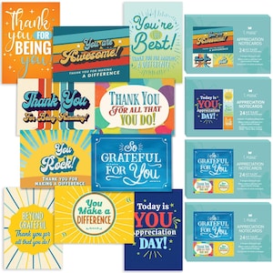 96 Appreciation Cards with Envelopes - Team Gifts, Teacher Gifts Bulk, Volunteer and Employee Appreciation Cards, Gratitude