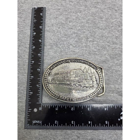 Vintage 1983 Kansas City Southern Lines Train Safety Award Brass Belt Buckle View 3