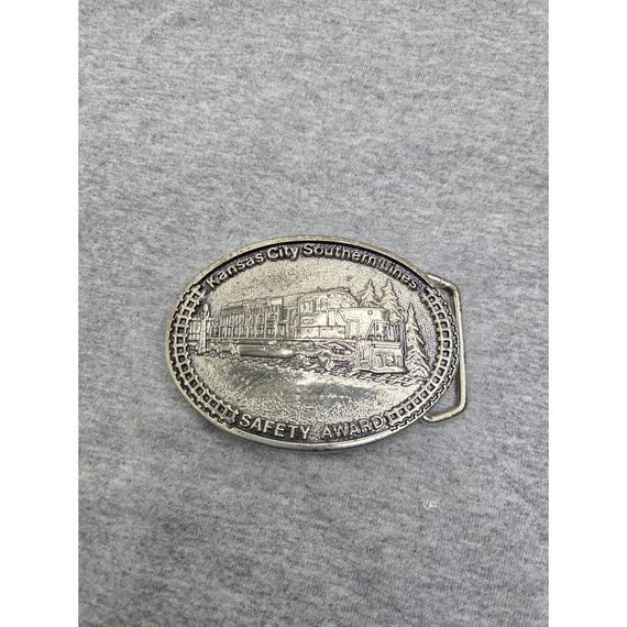 Vintage 1983 Kansas City Southern Lines Train Safety Award Brass Belt Buckle View 5
