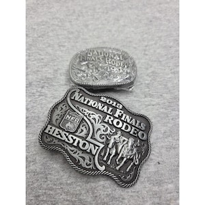 Lot of 2 Women\'s NFR Rodeo Belt Buckles Montana Silversmiths 2013 1993 Sealed Montana Silversmiths Buckle 2013 NFR National Finals Rodeo  main image 2