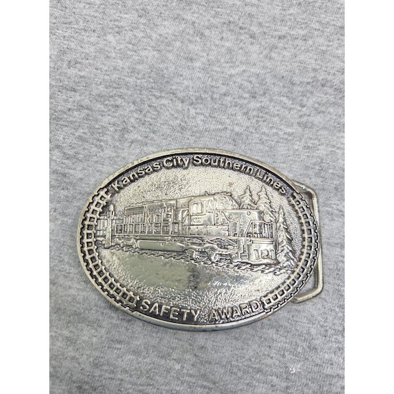 Vintage 1983 Kansas City Southern Lines Train Safety Award Brass Belt Buckle