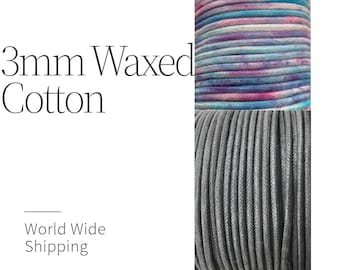 3mm Waxed Cotton Cord Jewellery Making Thong String Thread Rope Craft