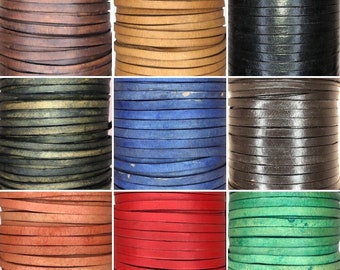 Flat 5mm Leather Cord Real Genuine Jewellery Craft Thong Weaving Lace