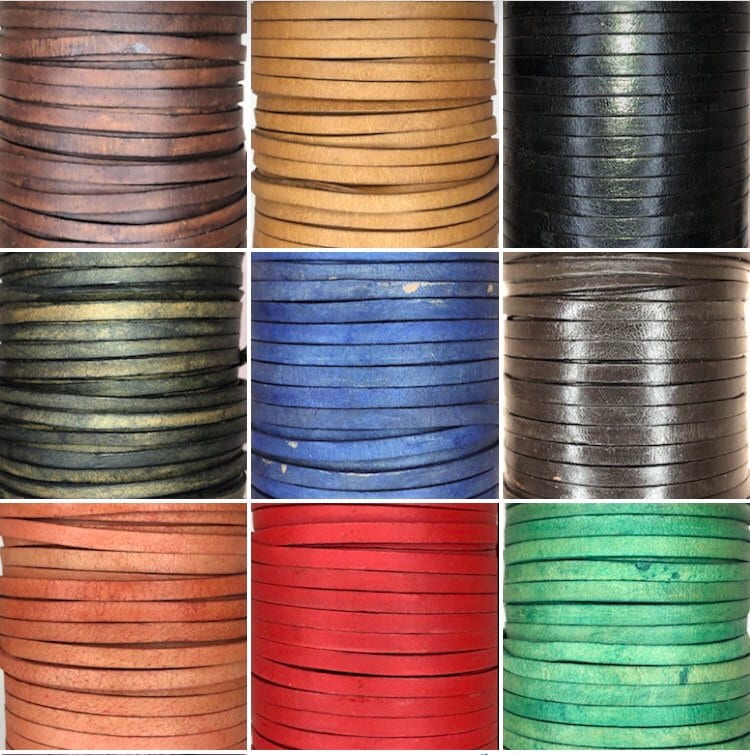 Flat 5mm Leather Cord Real Genuine Jewellery Craft Thong Weaving Lace