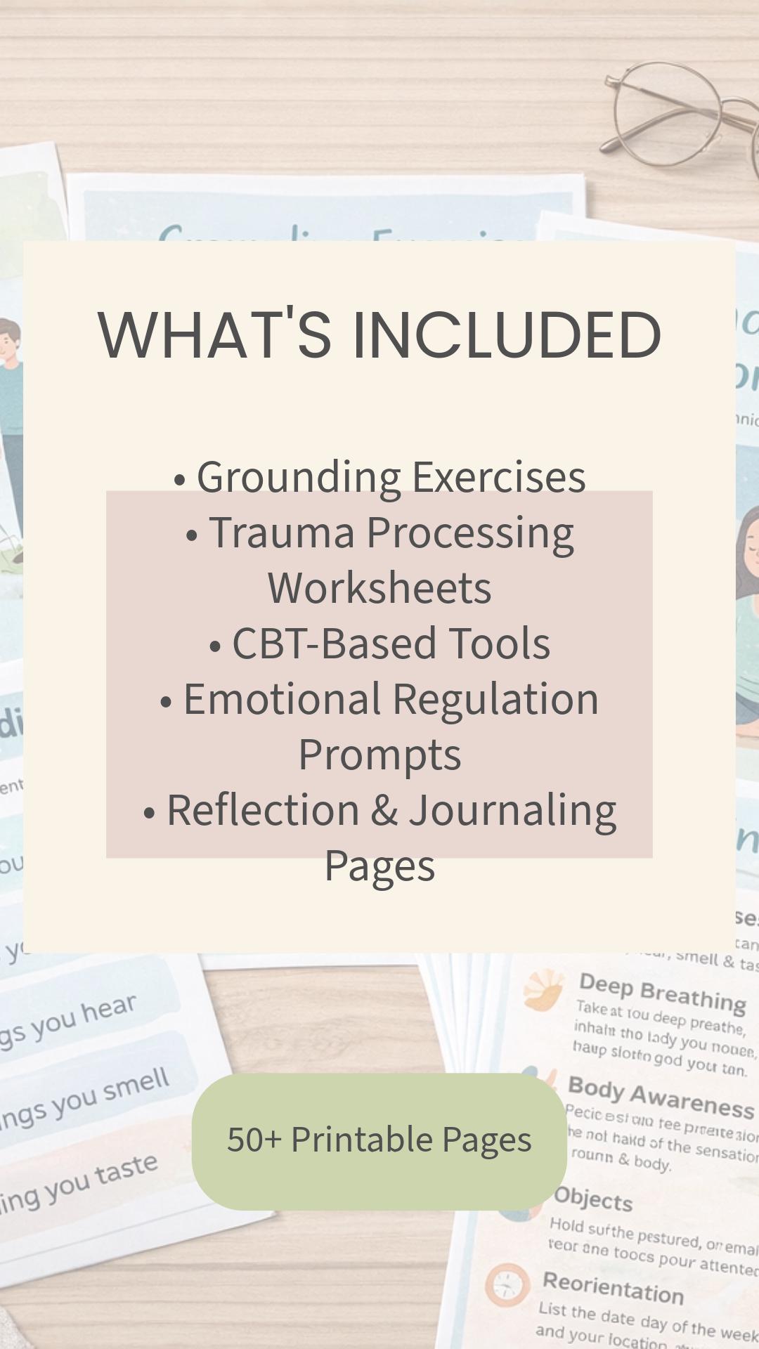 Trauma Therapy Worksheets Bundle | CBT & Healing Journal | PTSD ...