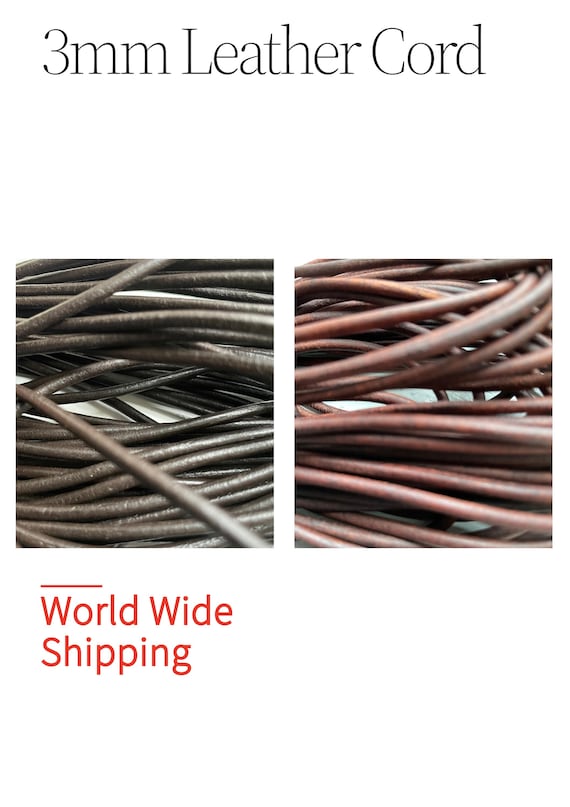 3mm Round Leather Cord For Jewelry Making - Black, Red, Brown - Choose 1 To 5 Meters