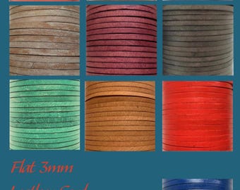 Flat Leather Cord 3mm Real Genuine Jewellery Craft Thong Weaving Lace Rope