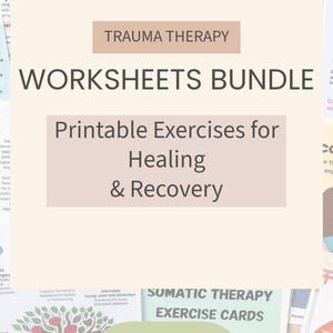 Paquete de hojas de trabajo para terapia de trauma / Diario de TCC y sanación / Cuaderno de trabajo para la recuperación del TEPT / PDF imprimible sobre salud mental / Ejercicios de autoayuda